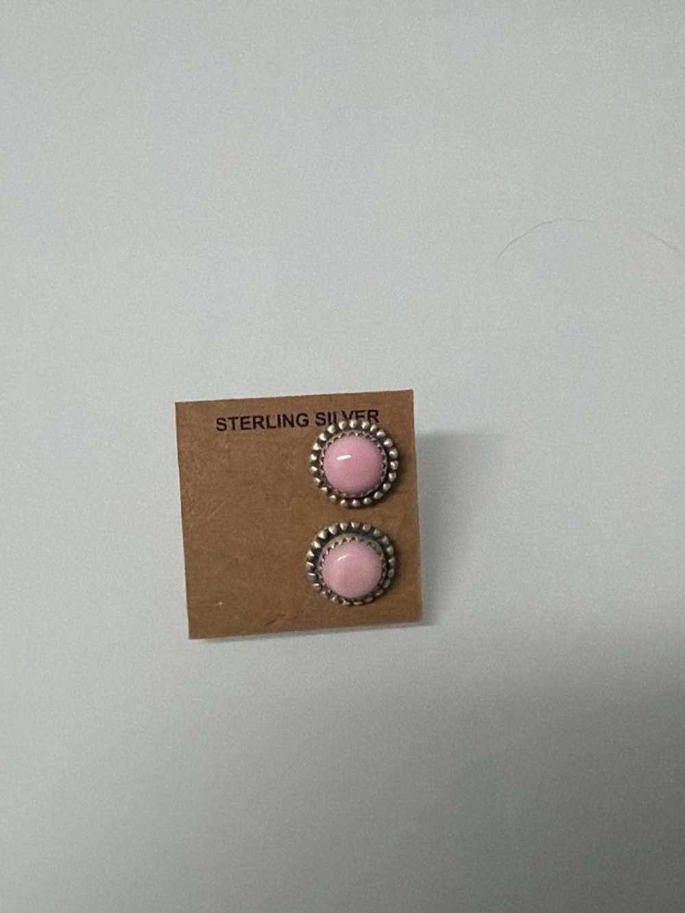Sterling silver 925 pink conch turquoise stud earrings